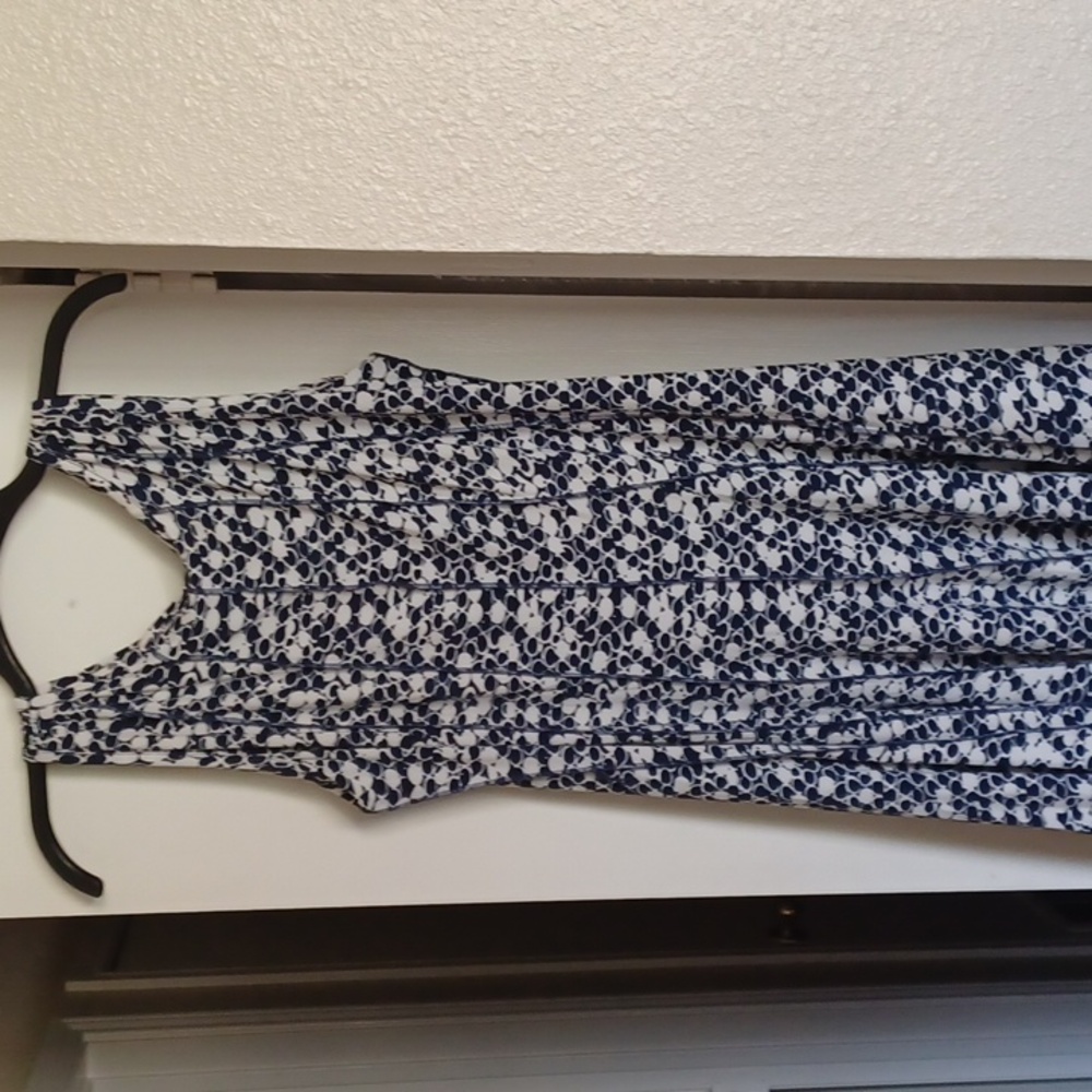Navy & White Sleeveless Pleaded Flareout Summer dress, size PXL, pullover.